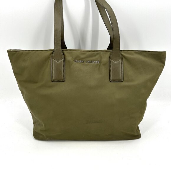 MARC JACOBS Army Green Wingman 100% Nylon Tote Bag Purse - Picture 2 of 10